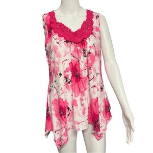 Dress barn - Women’s Floral Asymmetrical Sleeveless Top Sz. PL